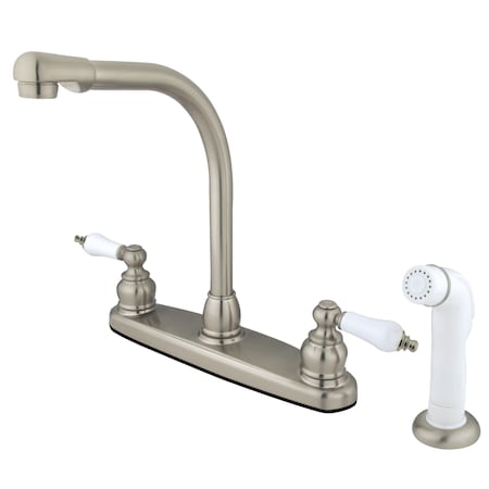 Kingston Brass Victorian Centerset Kitchen Faucet, Brushed Nickel KB718